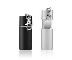 Colmanda Mini Aschenbecher, 2 Stück Taschenascher Zigaretten Taschenascher Ragbarer Reise-Aschenbecher für Draussen (Schwarz + Silber)