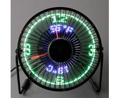 @tec Mini USB Tisch-Ventilator mit LED Anzeige für Analog Uhr & Temperatur, Schreibtisch-Ventilator, Fan, klein, leise, Lüfter für PC, Laptop, Notebook und Mac - Geschenk für Männer, Papa, Freund