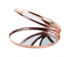 FLAMEER Damen Doppelseitig Taschen Spiegel Portabel Make-Up Kosmetik Spiegel Klappspiegel - Rose Golden