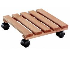 WAGNER Pflanzenroller Toscana 29 x 29 cm I Pflanzenroller & Blumenroller für Außenbereich + Innenbereich, Kiefer Terracotta I Kübelroller aus Holz I Tragkraft 100 kg I Made in EU – 20015201