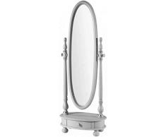 Casa Padrino Barock Standspiegel Hellgrau/Silber 62 x 37 x H. 169 cm - Ovaler Schlafzimmer Spiegel mit Schublade Qualität - Made in Italy