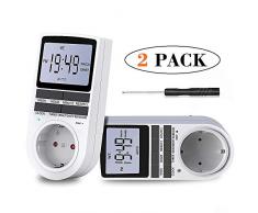 BMK Zeitschaltuhr, Zeitschaltuhr Digital Elektrische Steckdose 10 Programmierbarer EIN-AUS Timer Schalter mit Reset-Tool, LCD-Display, RANDOM-Diebstahlsicherung für Licht Ventilator usw. (1pcs) (2pcs)