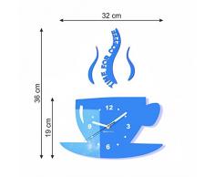Moderne Wanduhr für Küche Die Tasse blau