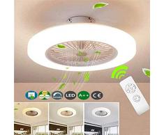 RDYL LED Deckenventilator mit Beleuchtung 36W Deckenleuchte Dimmbare mit Fernbedienung 3-Gang Einstellbare Windgeschwindigkeit Modern Schlafzimmer 58CM Unsichtbare Leise Ventilator Kinderzimmer,Clear