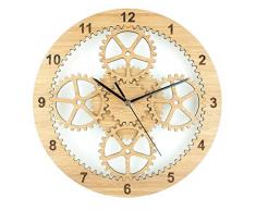 HTL Praktische Wandpendeluhr aus Holz Gang Wohnzimmer Küche Wanduhr, Stumm 3D Indoor Wohnzimmer Schlafzimmer Cafe Clock arabische Ziffern 30Cm Wanduhr