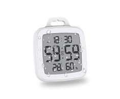BALDR Badezimmeruhr Wasserdicht, Duschuhr Wanduhr Digital mit LCD Display Thermometer Hygrometer Innen Wetterstation Wanduhren, 12/24 Stunden Format, Countdown Timer Für Dusche Küche