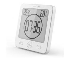 VORRINC Shower Clock Dusche Uhr Wasserdicht, Digitale Baduhr, Badezimmer Uhr mit Saugnapf LCD Display, Berührungssteuerung ℃ / ℉ Temperatur Luftfeuchtigkeit, Countdown Timer, Timer Küche (White)