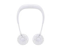 LhiverFR Mini-Ventilator, tragbar, Freisprecheinrichtung, USB, wiederaufladbar, Doppelventilator, Mini-Luftkühler für den Sommer Gr. One Size, weiß