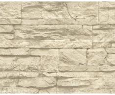 A.S Creation 707130 Tapete Wood`n Stone, Mustertapete in Bruchsteinoptik, beige, naturfarben