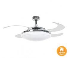 FANAWAY Evo 2 Endure Deckenventilator mit Licht und Fernbedienung, 60 W, Chrom, 122 cm Durchmesser, eingeklappt 48 cm