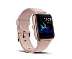 LATEC Smartwatch, Fitness Armband Voller Touch Screen Fitness Tracker IP68 Wasserdicht Fitness Uhr mit Pulsuhren Schrittzähler Schlafmonitor Damen Herren Armbanduhr Sportuhr für iOS Android (Rosa)
