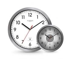 Cander Berlin MNU 5230 Weiße Funkwanduhr aus Aluminium mit lautlosem Uhrwerk, Lichtsensor und 5-Stufen-Zifferblattbeleuchtung (dimmbar) - 30,5 cm 12 Zoll (Ø) - kein nerviges Ticken