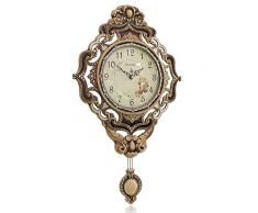 LYQQQQ Wanduhren Wand-Uhr Der Luxuslegierung Der Europäischen Wand-Pendeluhr Des Europäischen Artwohnzimmels Pendelleuchte Kreative Kunstwand Pastorale Stumme Retro- Dekorative Uhrqualitätshandwerkslu