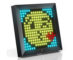 Divoom Pixoo Pixel Art Digitaler Rahmen, Programmierbares 16*16 RGB LED Panel, Smart Clock mit Social Media Benachrichtigung, 7.18 Zoll Home Dekor Kalender Uhr für iOS & Android (Schwarz)