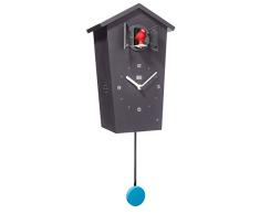 KOOKOO Birdhouse Schwarz, Moderne Kuckucksuhr, Design Wanduhr mit 12 Vogelstimmen oder Kuckuck, mit Pendel, Aufnahmen aus der Natur von Jean-Claude Roché
