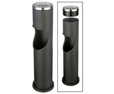 Mojawo Outdoor Standaschenbecher Aschenbecher mit Mülleimer schwarz Windaschenbecher Standascher