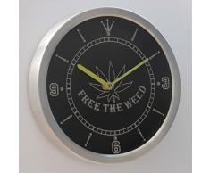 nc0040-g Free the Weed Marijuana High Life Neon Sign LED Wall Clock Uhr Leuchtuhr/ Leuchtende Wanduhr