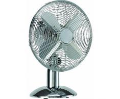 Syntrox Germany TVT-33W Chrome Retro 12 35 cm Tischventilator mit 3 Geschwindigkeiten, Oszillation Windmaschine Axialventilator Ventilator Lüfter Gebläse Luftkühler