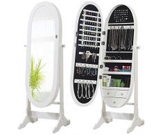 Aszhdfihas Ganzkörperspiegel Schmuckschrank Schmuckschrank Wandmontierter Spiegelschrank Ovaler Elliptischer Spiegel Bodenspiegel in voller Länge mit Schublade und Ablagen für Make Up, Schmuck