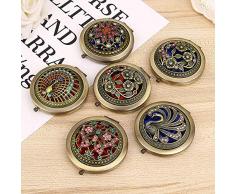 LASISZ Niedlicher klappbarer Taschenspiegel Runder kompakter doppelseitiger Vintage hohler Schminkspiegel für Schminkwerkzeug