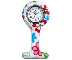 lancardo Uhren,Krankenschwester Armbanduhr FOB-Uhr Damen Taschenuhr Analog Quarzuhr aus Silikon (Rose Rot)