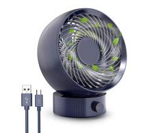 USB Ventilator, RATEL tragbarer Mini Tischventilator, Super starker Wind/Geschwindigkeit frei einstellen, 20 ° drehbar, Ideal für Home Office Reisen, Schreibtische oder Nachttische (Blau)