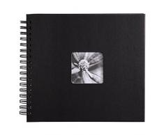 Hama Fotoalbum, 28 x 24 cm, 50 schwarze Seiten, 25 Blatt, mit Ausschnitt für Bildeinschub, Fotobuch schwarz
