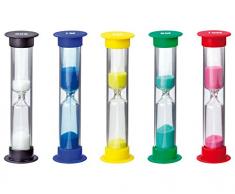 Betzold Sanduhren-Set, 5-teilig, Verschiedene farbige Sand-Uhren, Zeit veranschaulichen, Zähneputzen, Zahnputz-Uhr, Zähne putzen Lernen Kinder
