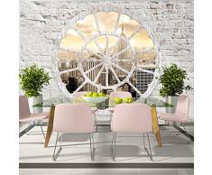 Vlies Fototapete 350x245 cm - 3 Farben zur Auswahl - Top - Tapete - Wandbilder XXL - Wandbild - Bild - Fototapeten - Tapeten - Wandtapete - Wand - New York City Stadt Architektur Fenster Ziegel Holz Strand Sepia geometrische Figuren d-A-0008-a-b