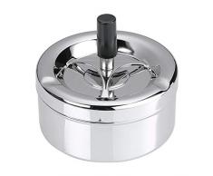 Schöner moderner Drehaschenbecher Windaschenbecher Metall Aschenbecher Chrom 11cm Ø H-16051