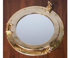 zeitzone Bullauge Spiegel Nautik Messing Maritim Schiff Nostalgie Antik-Stil 29 cm rund