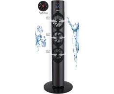 Turmventilator | 3 Stufen | 3 Rotorblätter | 3 Modi | 20 Watt DC Power | 12h Timer | Fernbedienung | LED-Display | Tower-Ventilator | Standventilator | Säulenventilator | Luftkühler (Bolton Black)