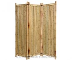 Raumteiler aus gelben Bambus, 150 x 180cm 3teilig - Raumtrenner Paravent mobiler Sichtschutz