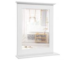 VASAGLE Wandspiegel, Badspiegel mit Ablage, Wandmontage, Schminkspiegel, für Schminktisch, 46 x 12 x 55 cm, mattweiß BBC25WT