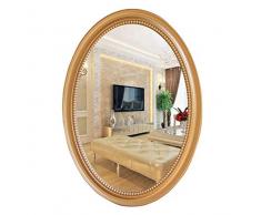 WJSW Ovaler Wandspiegel Bad Kosmetikspiegel Dekorative Rasierspiegel Große Waschtischwohnung Wohnzimmer Schlafzimmer Eingänge Holzrahmen