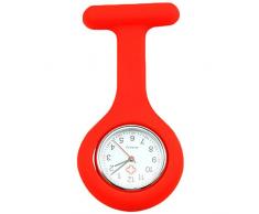 Sanwood Schwesternuhr zum Anstecken, Silikon, Uhr für Pflegepersonal Gr. One size, rot