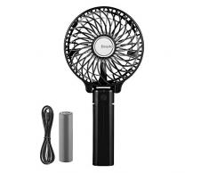 EasyAcc Handventilator Tragbarer Mini Lüfter Elektrischer USB Ventilator mit 2600mAh LG Aufladbarem Batterie Faltbar Kompatibel mit Laptop Multi Port Steckdose für Reisen und Zuhause - Schwarz