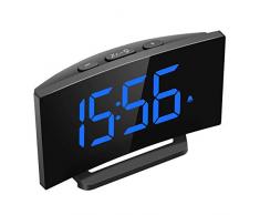 Digitaler Wecker, Mpow Digitalwecker 5LED Digitaluhr, Alarm Clock Tischuhr, 3 Alarmtöne, 2 Lautstärke, 9 Snooze, 6 Helligkeit, 30 Minuten Klingelzeit Datensicherung USB-Ladeanschluss.(Ohne Adapter)