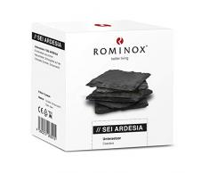 ROMINOX Geschenkartikel Untersetzer 6er-Set // Sei Ardesia – Schiefer – Weinzubehör, 6 Untersetzer aus echtem Naturschiefer, Schutzgleiter auf der Unterseite; Maße: ca. 10 x 10 x 0.5 cm
