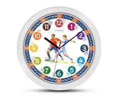 Cander Berlin MNU 1630 Kinderwanduhr Fußball lautlos 30,5 cm geräuschlos Lernuhr Fußballuhr Lernzifferblatt blau - Ablesen der Uhrzeit Lernen