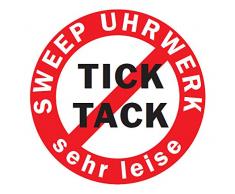 TFA Dostmann Funkwanduhr, mit geräuscharmen Sweep Uhrwerk, Glas, leise, analoge Wanduhr, edelstahl/weiß, 60.3529.02