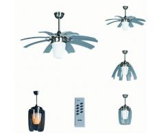 QAZQA Design/Industrie/Industrial/Modern Deckenventilator mit beleuchtung und fernbedienung Wings 42 Stahl/Silber/nickel matt/Innenbeleuchtung/Wohnzimmerlampe/Schlafzimmer/Küche Glas /
