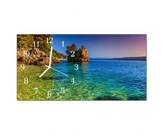DekoGlas Glasuhr Meer Mehrfarbig Uhr aus Acrylglas, eckig große Motiv Wanduhr 60x30 cm, lautlos für Wohnzimmer & Küche