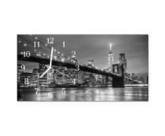 DekoGlas Glasuhr Brücke Fluss Grau Uhr aus Acrylglas, eckig große Motiv Wanduhr 60x30 cm, lautlos für Wohnzimmer & Küche