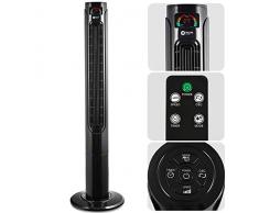 Balter Turmventilator mit Fernbedienung ✓ Leise ✓ 120cm hoch ✓ 3 Geschwindigkeitsstufen ✓ Wind/Schlafmodi ✓ Timer ✓ 80° oszillierend ✓ Extra Stabil - 32cm Standfuß ✓ Schwarz