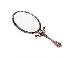 Fenteer Großer Spiegel Friseurspiegel Handspiegel mit Klappbar Griff, Nostalgie Vintage Shabby Chic - Stil 02 Klein