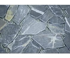 DIVERO 1qm Marmor Naturstein-Mosaik Fliesen für Wand Boden Bruchstein grau 4 Großformat-Matten 53 x 53cm
