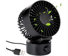 AYOUYA USB Ventilator, Mini Tischventilator Leise, Verlängertes Kabel Einstellbaren Winkel 2 Geschwindigkeiten Geräuscharmer Lüfter Fan für Büro Zuhause PC Schwarz