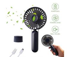 Handventilator USB, Redmoo Handventilator Batteriebetrieben Tragbarer Mini Ventilator Leise Elektrischer mit Standventilator 3 Geschwindigkeiten USB Lüfter für Büro, Zuhause und im Freien-Dunkelblau