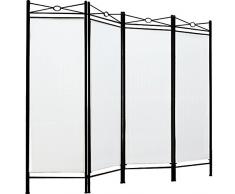 Deuba Paravent Lucca 180x163cm | 4 Trennwände flexibel verstellbar | Raumteiler Sichtschutz | platzsparend & multifunktional | Creme